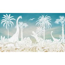 Monochrome Dino - Blue Sky Wall Mural