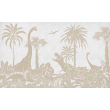 Monochrome Dino - White Vintage Wall Mural