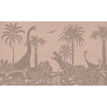 Monochrome Dino - Pink Vintage Wall Mural