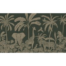 Monochrome Jungle - Green Vintage Wall Mural