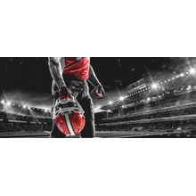 Football Player In Stadium With Pops Of Red Wall Mural