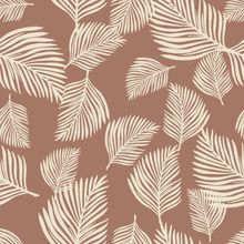 Wild Fern Leaf Mocha Mousse Pattern Wallpaper