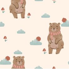 Cute Bears Among Clouds And Mushrooms Wallpaper