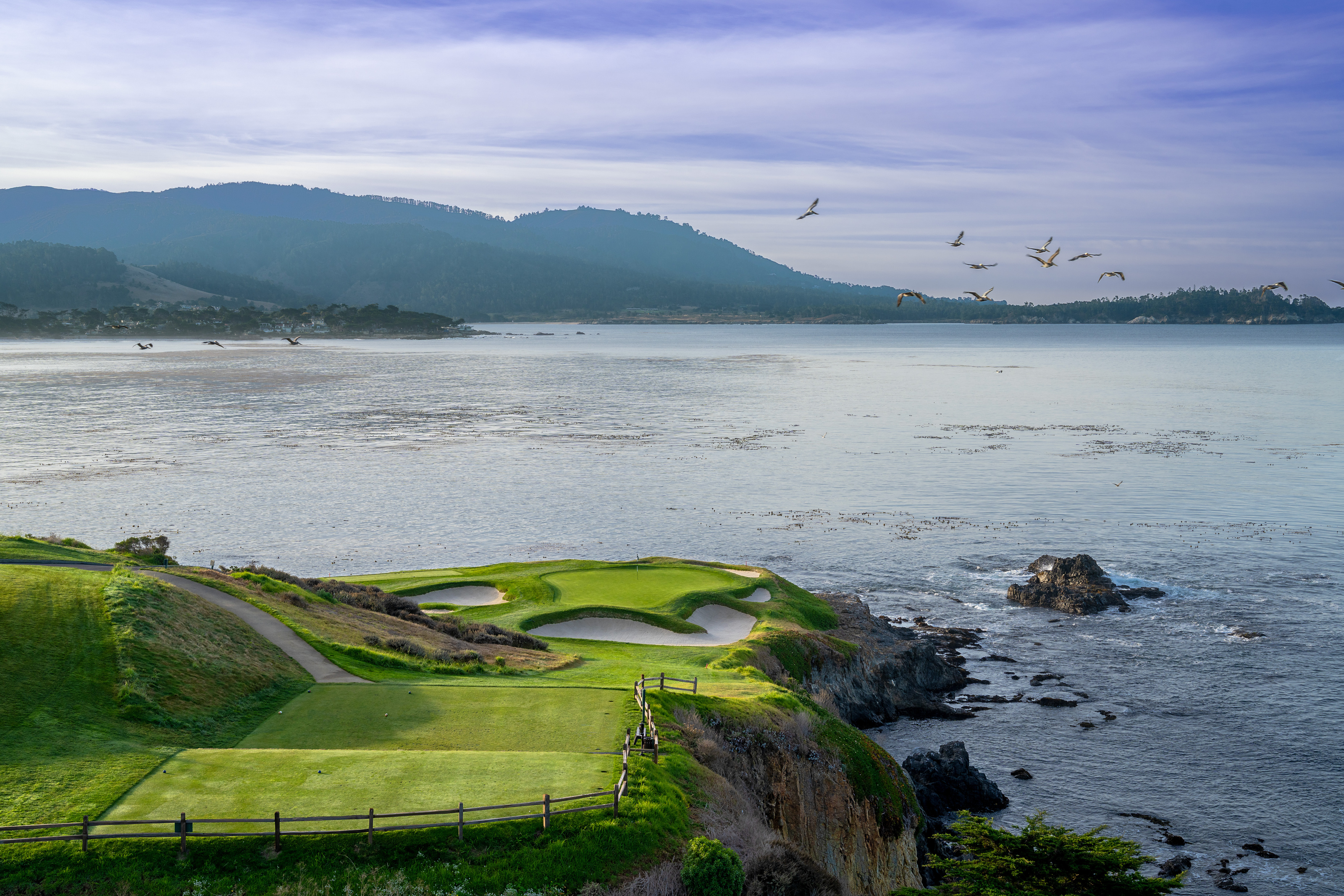 Early Morning Light On The 7th Hole, Pebble Beach Wall Mural