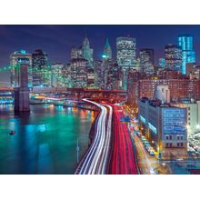 Lights On Streets Of Manhattan Wall Mural