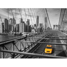 Cab On Brooklyn Bridge, New York Wall Mural