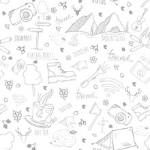 Camping Doodle Pattern Wallpaper