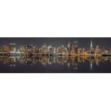 Illuminated Manhattan Skyline At Night Wall Mural