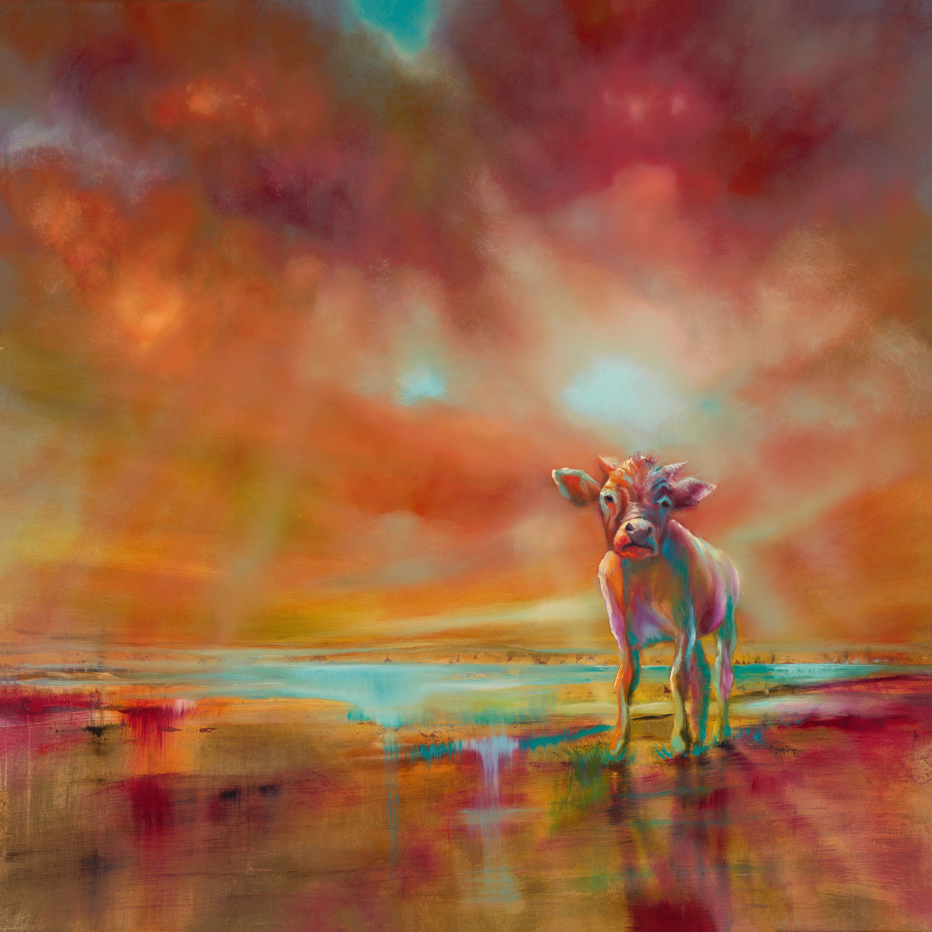 The Colorful Cow Abstract Wall Mural - Murals Your Way