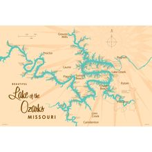 Lake Of The Ozarks, MO Lake Map Wall Mural