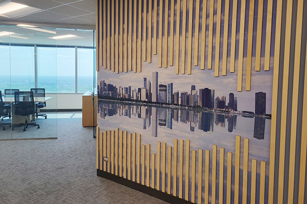 Chicago Reflection Wallpaper Mural in office