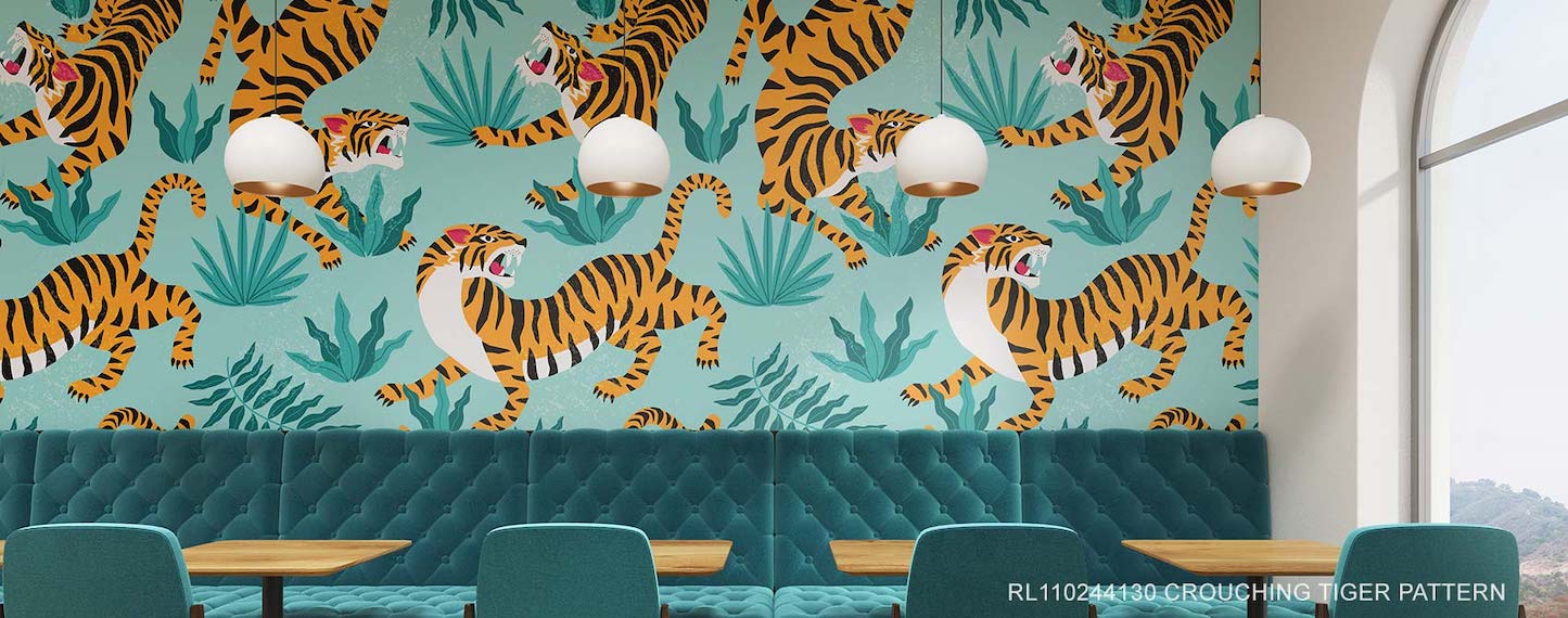 Crouching Tiger Pattern Wallpaper
