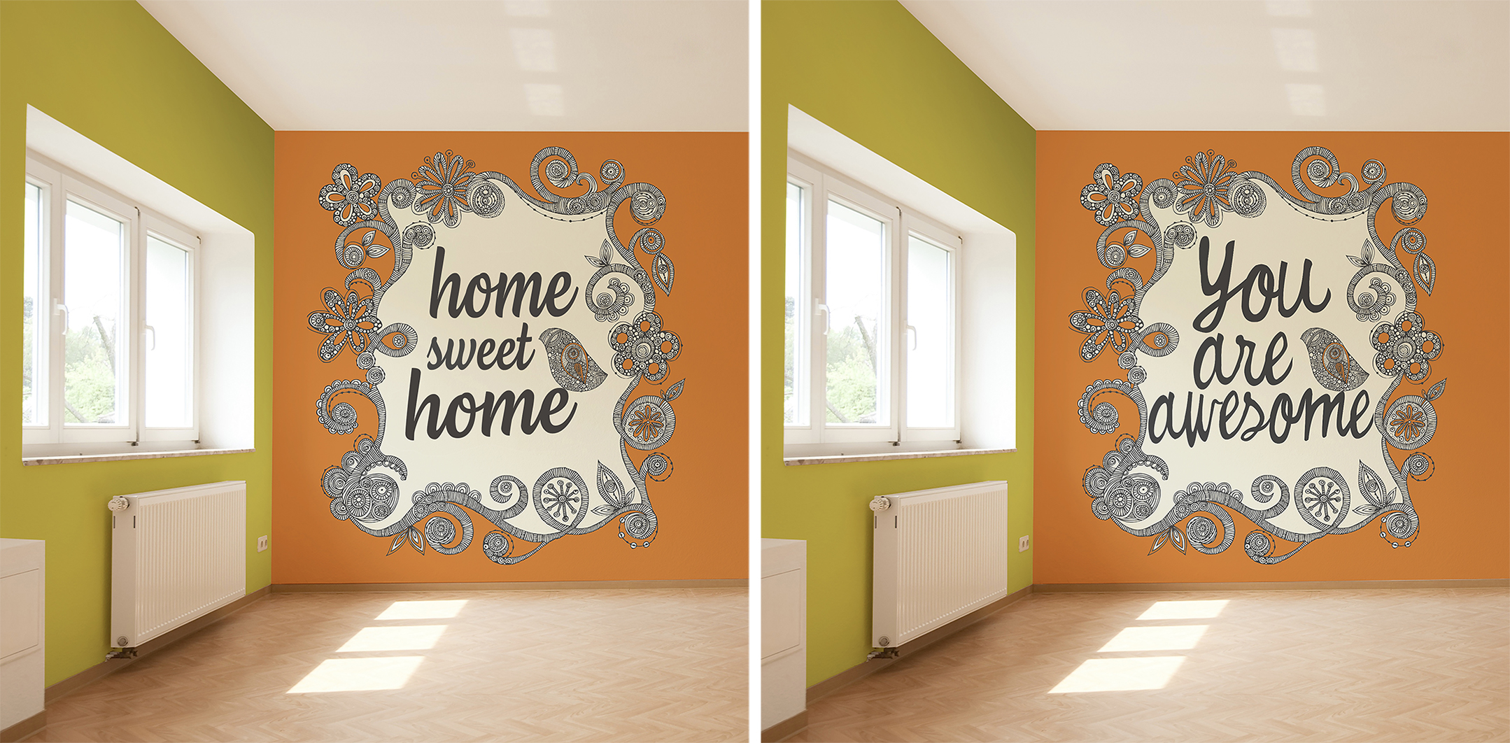 Before And After Examples Of Adding A Message To a Wall Mural
