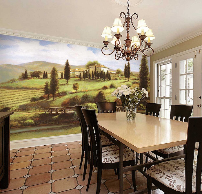 Bridge at Pranzo Tuscan Painting Wall Mural Dining Room