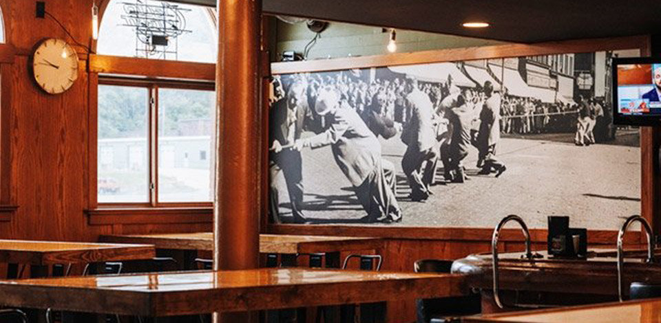 Black And White Vintage Wall Murals In A Restaurant