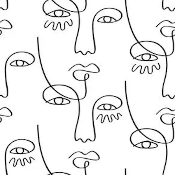 A pattern of line art which creates multiple faces