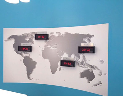 World Map Wallpaper with Clocks