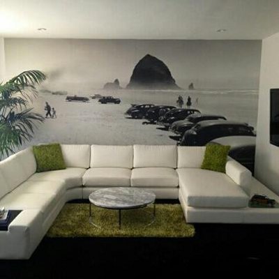 Cannon Beach and Haystack Rock, OR Wallpaper Mural in living room