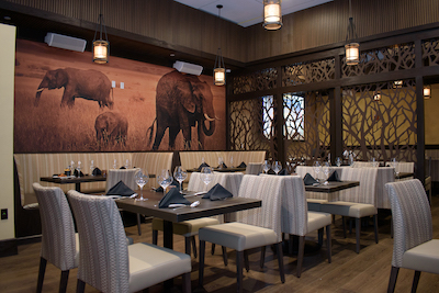 Three Elephants On Safari In A Restaurant