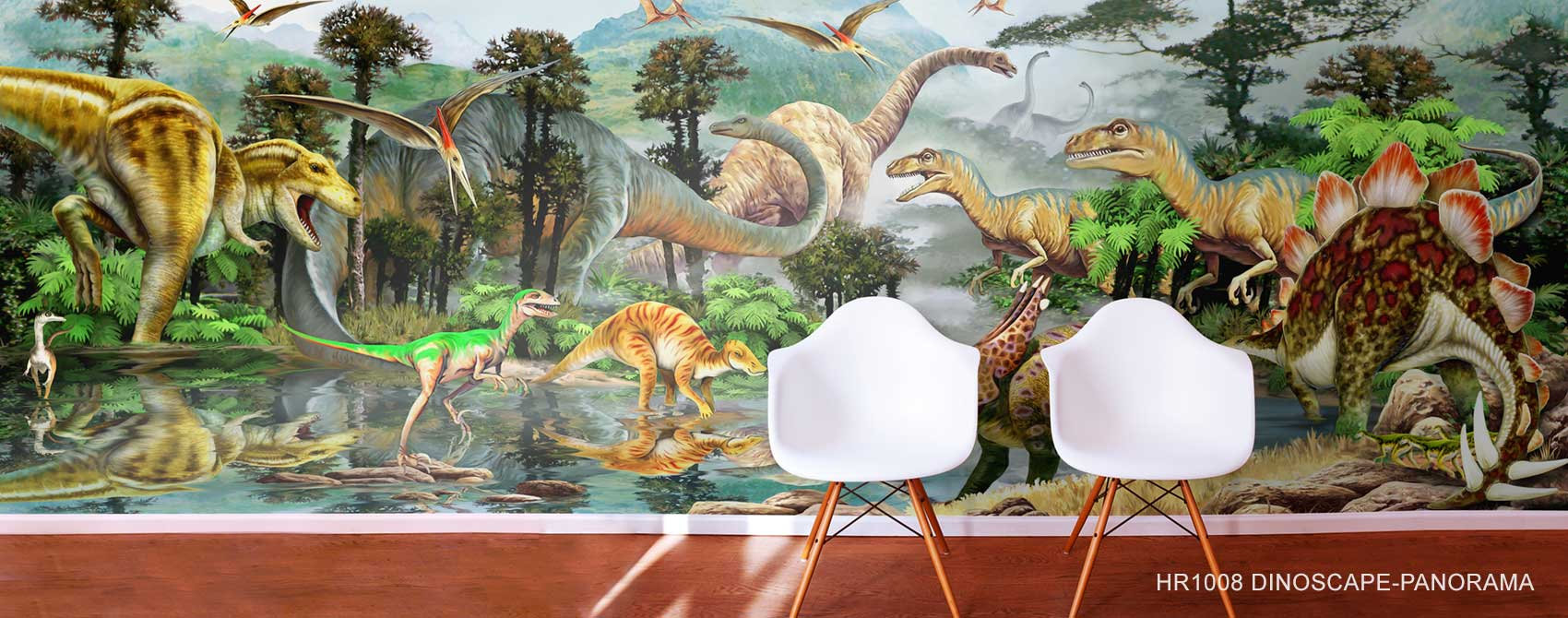 Dinosaur Gathering Wallpaper Wall Mural by Magic Murals