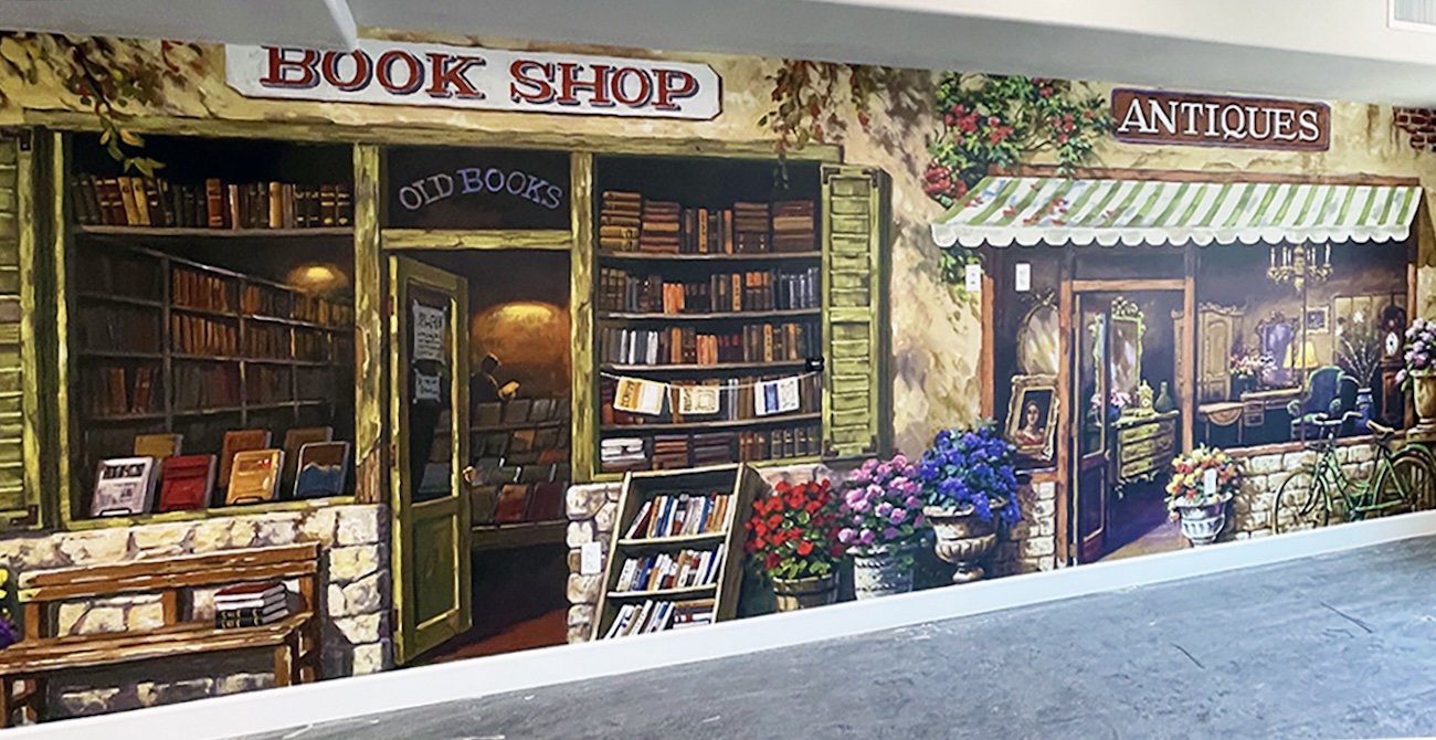 Book Shop and Antique Store Storefront Wall Mural