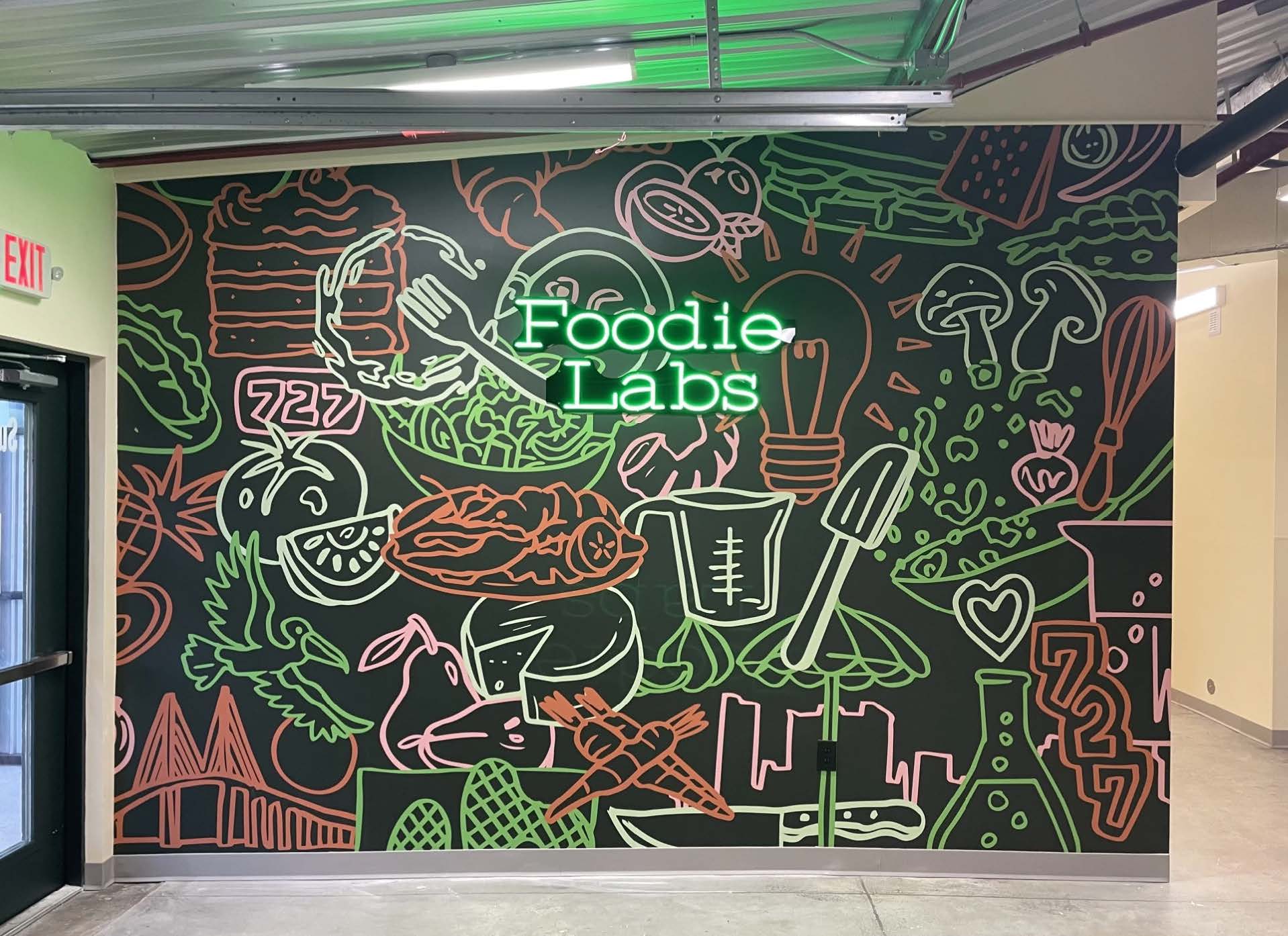 Foodie Labs Mural in restaurant