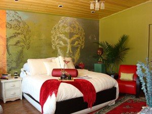 Buddhas-Yellow Wallpaper Mural in bedroom