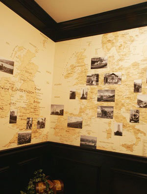antique map wall mural in home