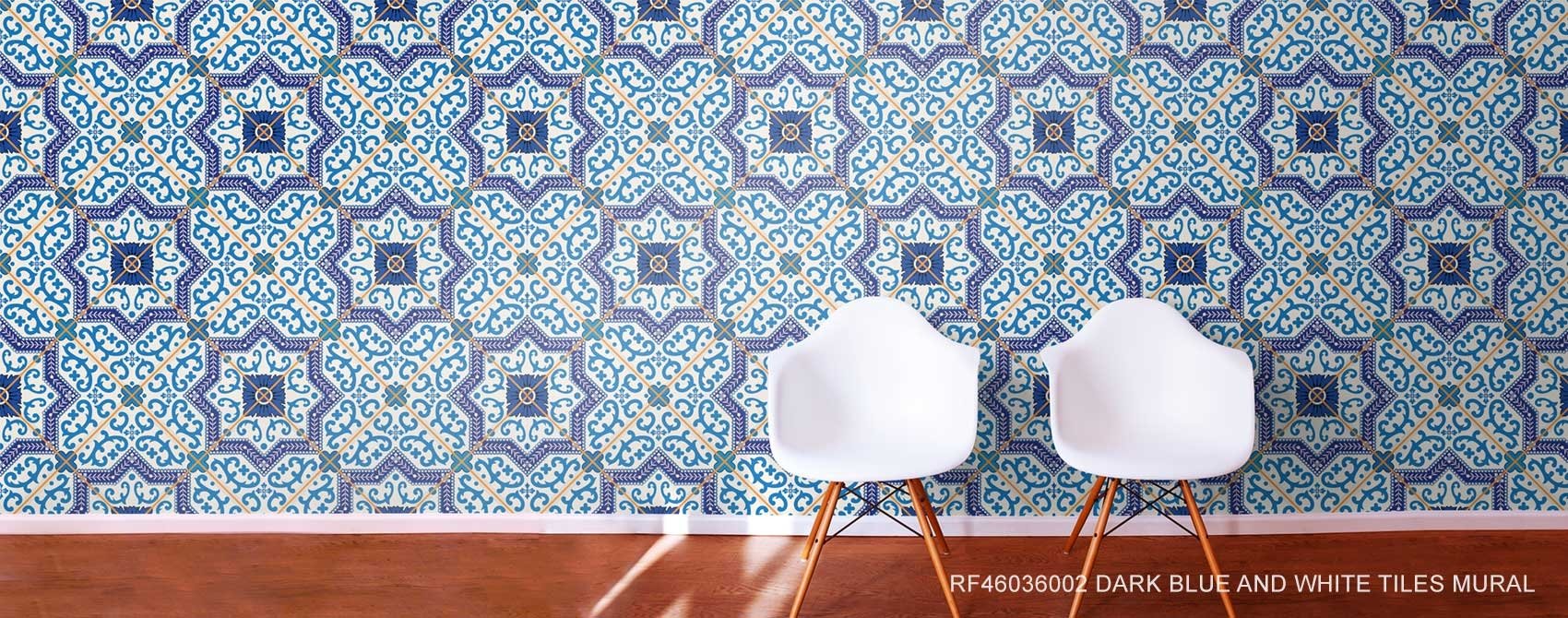 Beautiful Mosaic Tile Pattern In Dark Blue And White
