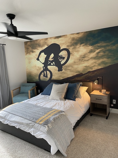 Sunset Mountain Biking Mural In Teen Boys Bedroom