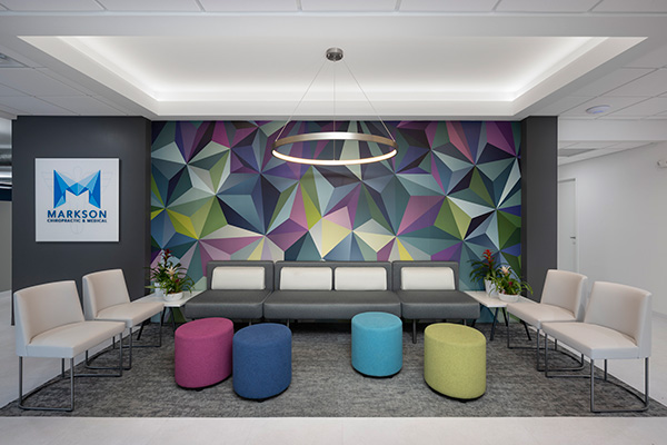 Colorful Triangle Geometric Wallpaper Mural in office