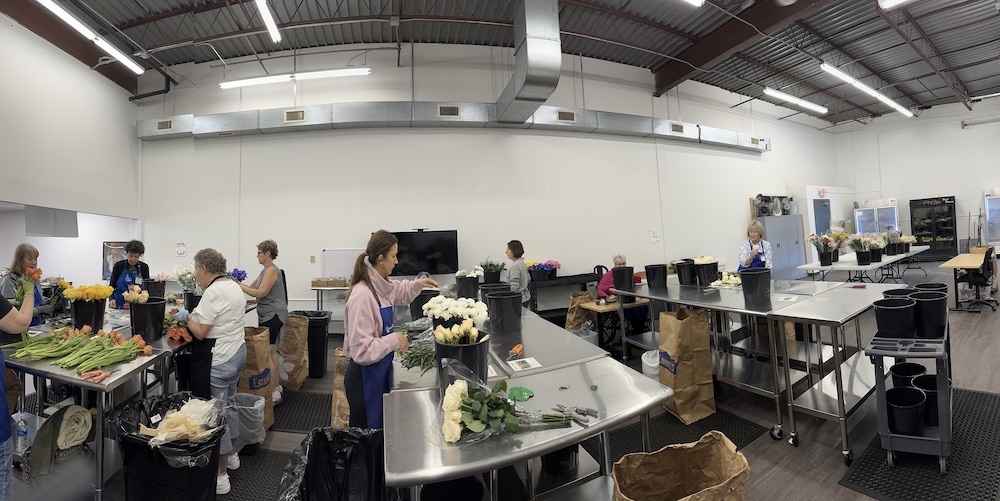 Warehouse with empty walls before mural is installed