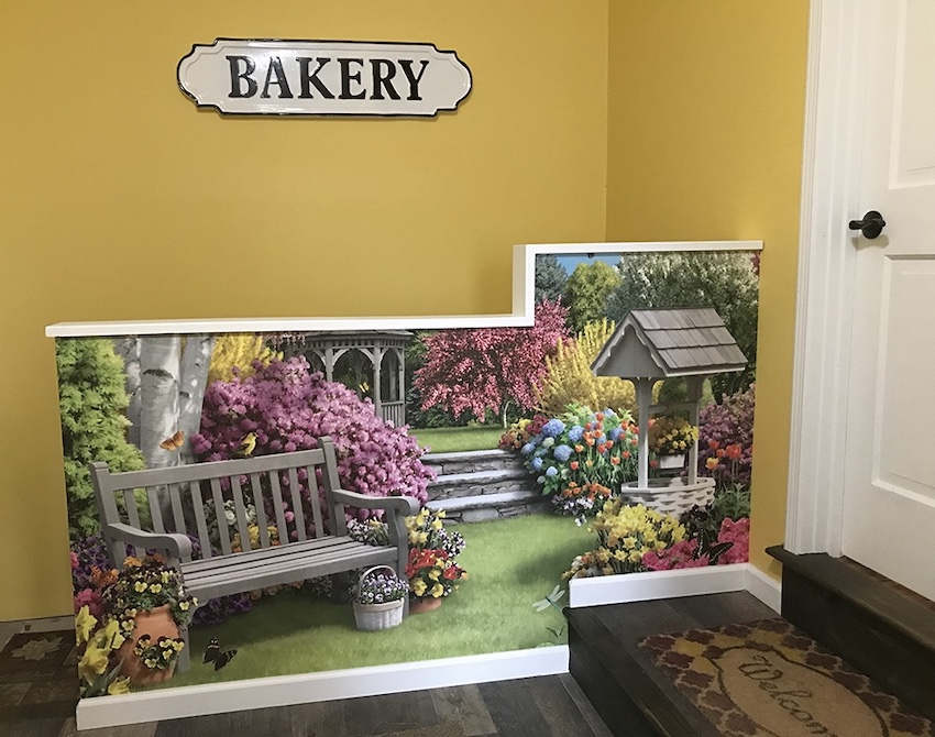 Beautiful Blossoms Garden Bench Wall Mural