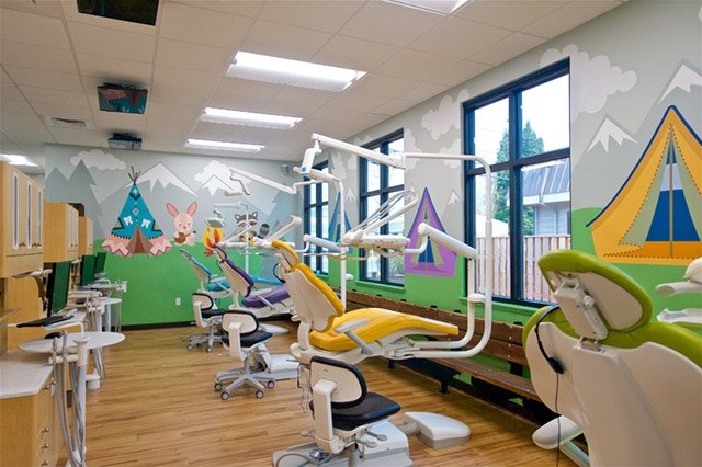 Photo of Several Dental Chairs And Cartoon Camping Wall Murals