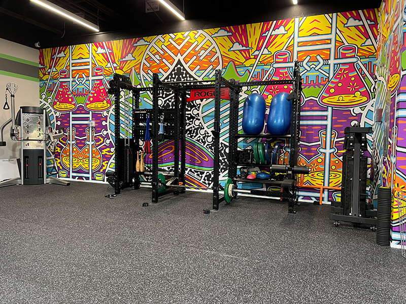PQC mural in fitness center