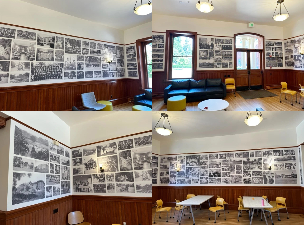 custom collage of historic photos in a school