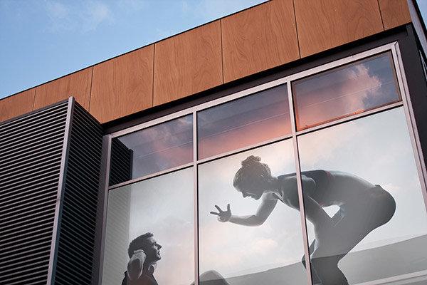 frosted window film in fitness center