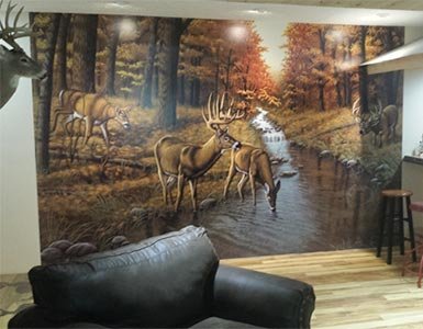  Three Deer Near A Creek Forest Wall Mural