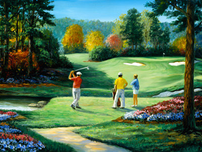 scenic autumn golf mural