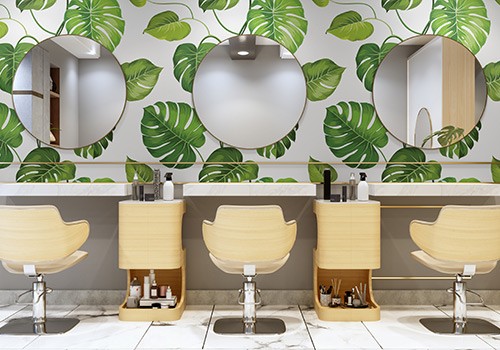 Palm Leaf Print Wallpaper in salon