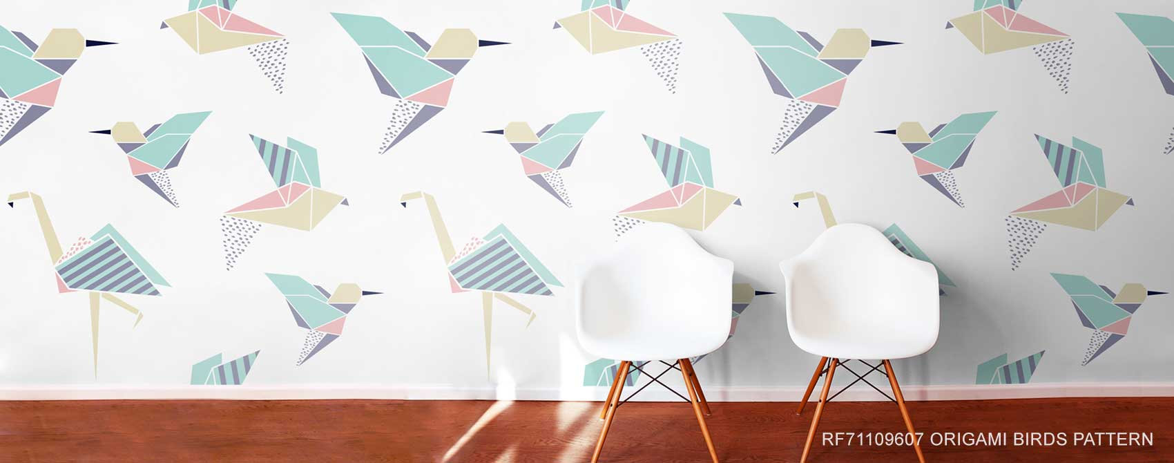 Wallpaper pattern featuring origami birds