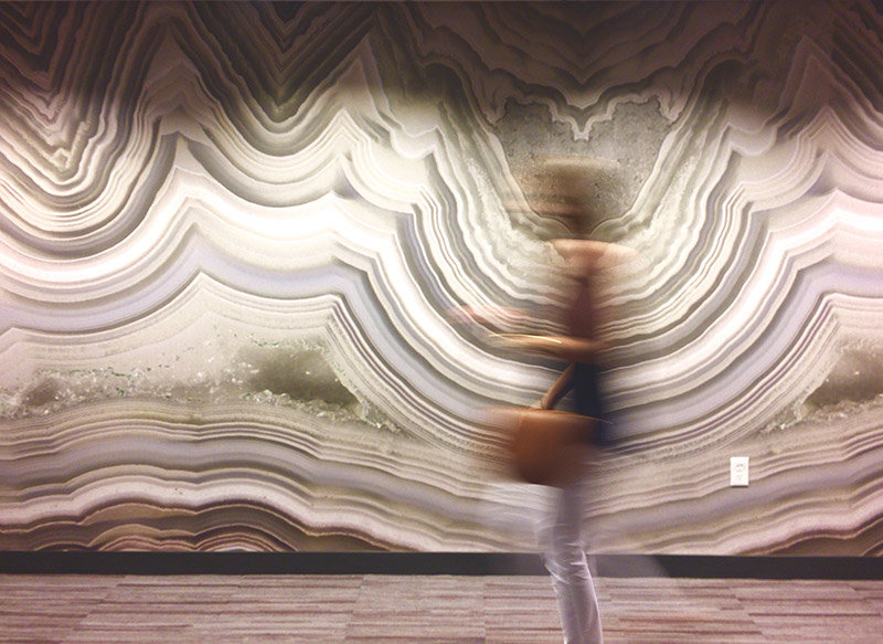Polished Cut of Agate wall mural in 4Marq Apartments hallway
