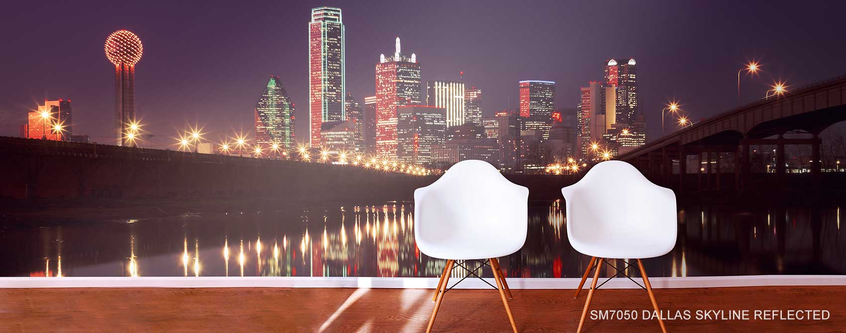 Dallas Skyline Reflected Mural Wallpaper