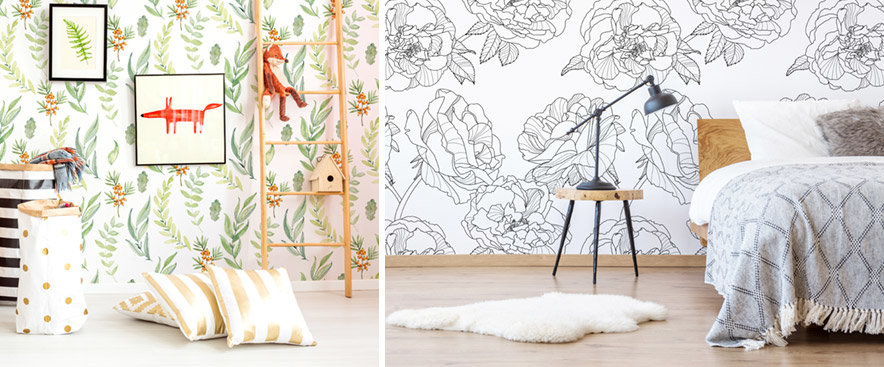 floral pattern murals in homes