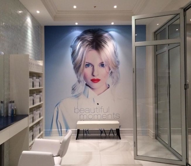 Custom mural of a woman in a salon