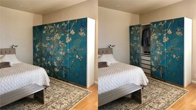 Almond Branches in Bloom Wall Mural on bedroom closet