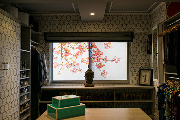 frosted window film in walk in closet