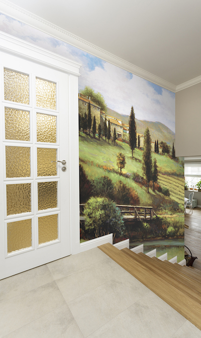 Bridge at Pranzo Tuscany Italy Landscape Wall Mural in Hallway