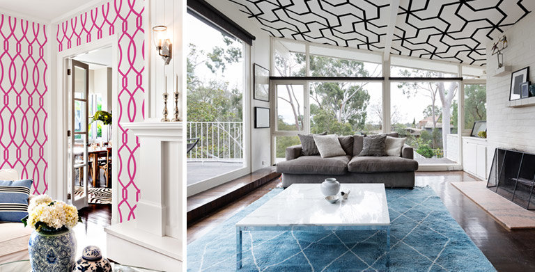 ceiling and vertical pattern murals in homes