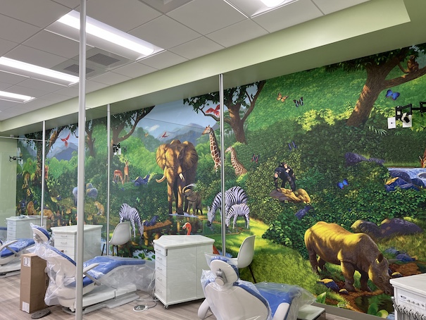 Animal Safari Mural In Dental Office